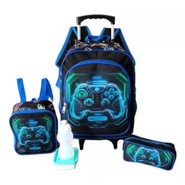 Imagem de Kit Mochila Escolar Manete Vídeo Game Rodinhas Tam G Meninos