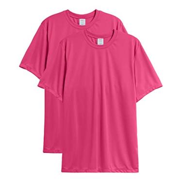 Imagem de Hanes Pacote de camiseta masculina esportiva, camiseta Cool DRI com absorção de umidade, camiseta de desempenho, pacote com 2, Rosa (uau), GG
