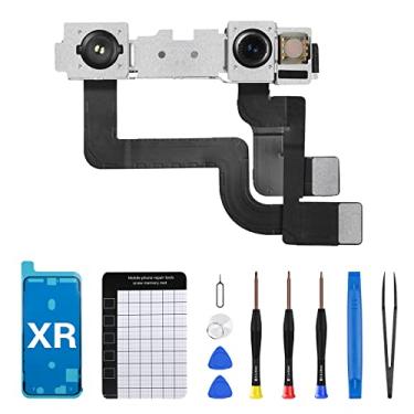 Imagem de CYKJGS Para iPhone XR Substituição da Câmera Frontal OEM Nova Face Frontal 7MP Parte da Câmera Cabo Flexível Conector Módulo de Lente Transmissor Receptor de Luz Reparação Kit de Ferramentas de