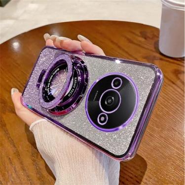 Imagem de LEMAXELERS Capa com glitter para Redmi A3 4G, Bling Sparkle Mulheres Meninas Slim Luxo TPU À Prova de Choque com Kickstand Capa para Xiaomi Redmi A3 4G, Roxo DS