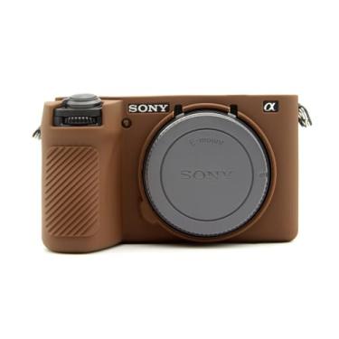 Imagem de MUZIRI KINOKOO Capa de silicone para Sony A6700, capa protetora macia para câmera digital Sony A6700/Alpah 6700 - capa de silicone A7R5 com ajuste fino antiarranhões - superfície lisa café