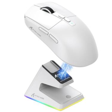 Imagem de MAMBASNAKE Mouse para jogos sem fio Attack Shark X6, base de carregamento magnético RGB, atualização X3, 49 g ultraleve 2,4 GHz/BT5.2/USB-C Tri-Mode, sensor PAW3395 26KDPI, mouse programável G502 para