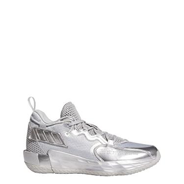 Imagem de adidas Dame 7 Extended Play Basketball Shoes Grey/Silver Metallic/White Men's 9.5, Women's 10.5 Medium