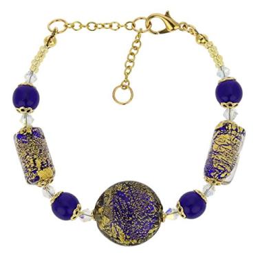 Imagem de GlassOfVenice Murano Glass Ca D'Oro Pulseira - Azul cobalto, Vidro, Cristal