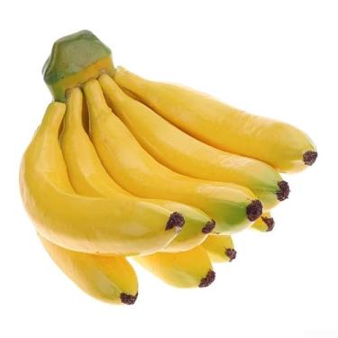 Imagem de Cacho de banana artificial simulação fruta decorativa comida falsa modelo exibição, dec...