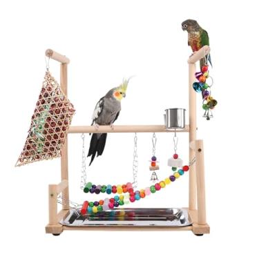 Imagem de Parquinho de pássaros, suporte de brinquedo para acessórios de gaiola de papagaio (uma escada com brinquedo para mastigar)