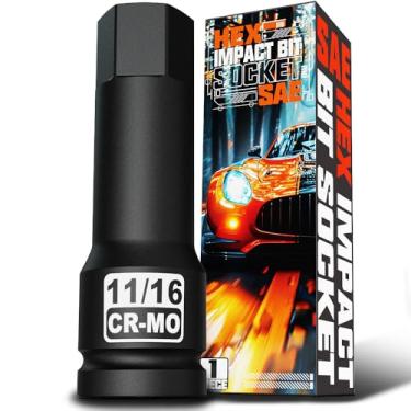 Imagem de Aiourx Soquete SAE de broca hexagonal de 1/5.1 cm, soquete Allen Bit, aço Cr-Mo Premium, para remover parafusos hexagonais soltos