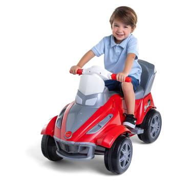 Imagem de Carrinho Clássico Road Vermelho Quadriciclo Infantil 2 em 1 Com Buzina Empurrador e Proteção