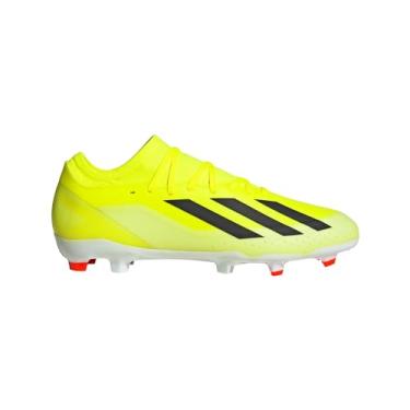 Imagem de adidas Tênis unissex para adultos X Crazyfast League Firm Ground, Team Solar Amarelo/Preto/Branco, 12 Women/11 Men