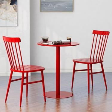 Imagem de Mesa de bistrô redonda para pub bar | Mesa alta para jardim e pátio | Mesas de jantar de cozinha | Mesa de lanche lateral de sofá | Mesa alta para coquetéis vermelha | Mesa de mesa Φ40/48/60/70 cm