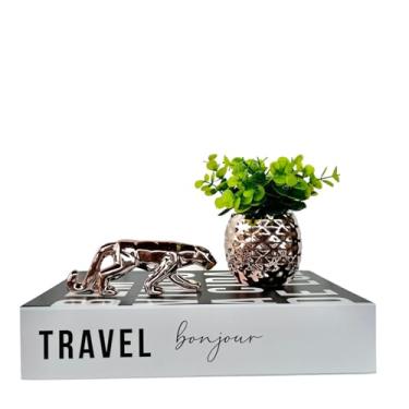 Imagem de Decoração sala aparador livro fake + enfeite pantera + vaso