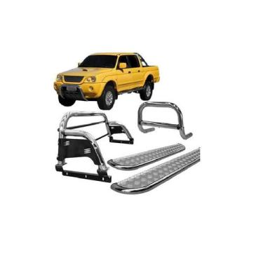 Imagem de Kit Quebra Mato estribo santo Antônio H3 L200 004 Cromado - HOZZ