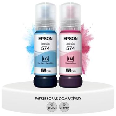Imagem de Kit 2 Cores de Tinta T574 Magenta Claro e Ciano Claro Original Epson F