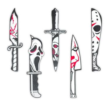 Imagem de Kit 5 Placas de Facas Decorativas de Clássicos do Terror no Cinema - Halloween - IT a coisa - Chucky - Jason - Ghostface - Jigsaw