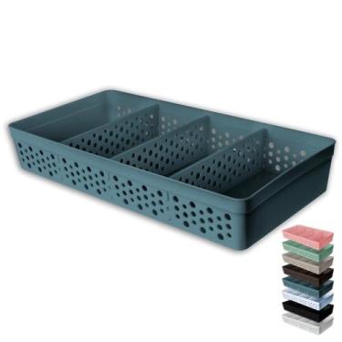 Imagem de Cesto Organizador Armário Gaveta Lavanderia Trama Rattan 33x17 c/ 3 Di