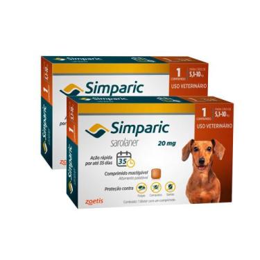 Imagem de Kit 2 Simparic 20mg para Cães de 5,1 a 10kg com 1 Comprimido Mastigáve