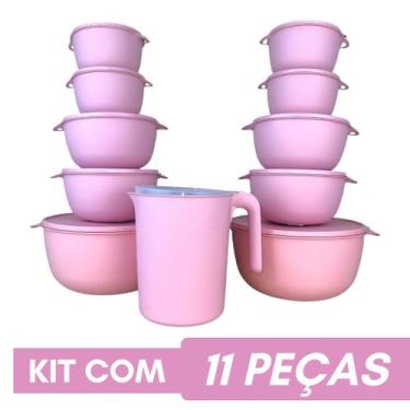 Imagem de Potes Plástico Bowl 10 unidades Com Tampa e Jarra Para Suco Livre BPA 