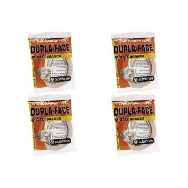 Imagem de Kit C/4 - Fita Branca Papel Dupla-Face Adelbras 12Mmx30Mt