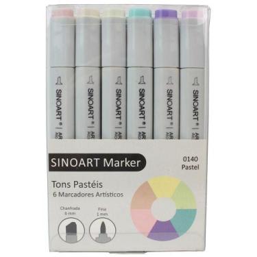 Imagem de Marcador Artístico Sinoart Marker 06 Tons Pastéis