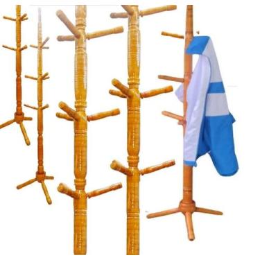 Imagem de Cabideiro Mancebo De Chão Em Madeira C/9 Ganchos - MK