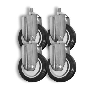 Imagem de Kit 4 Rodízios Parafuso Fixo s/ Trava p/ Móveis 4Pol BP 65Kg - Schiopp