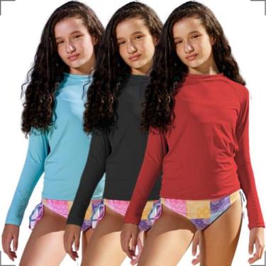 Imagem de Kit 3 Camisas Térmicas Infantil Menino e Menina Tecido Geladinho Uv 2 