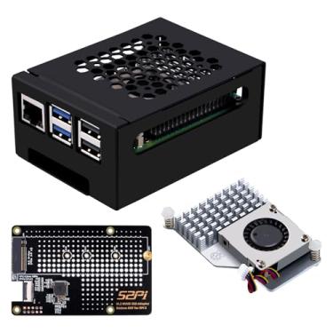 Imagem de GeeekPi Caixa de metal com placa inferior periférica N07 PCIe M.2 M-Key NVMe SSD PCIe para Raspberry Pi 5, suporta M.2 Key-M NVMe SSD 2230/2242/2260/2280 (com cooler ativo)