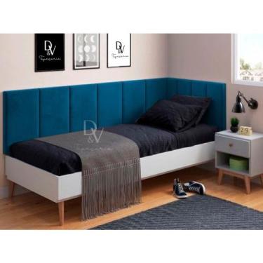 Imagem de Conjunto de cabeceira em l para cama de solteiro 0,90 las vegas - 7 co