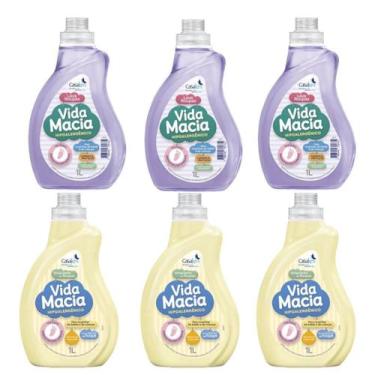 Imagem de Kit Vida Macia: 3Un Lava Roupas 1L + 3Un Amaciante Camomila - Casa Km