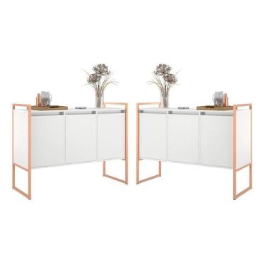 Imagem de Armario Industrial 3 Portas Branco Cobre Conjunto 2 Peças - Mais de Ca