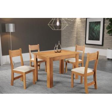 Imagem de Mesa Jantar Palace Viero Com 4 Cadeiras Veludo Creme - Viero Móveis