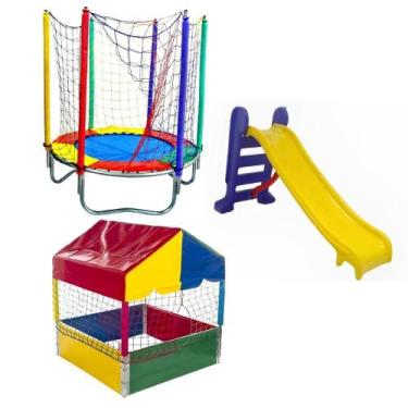 Imagem de Cama Elástica Pula Pula Trampolim Pequena 1,40m Piscina de Bolinhas Qu