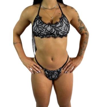 Imagem de Biquíni Cortina Levanta Bumbum Peça Ajustável Ao Corpo Rendado R07 - F