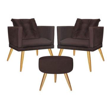 Imagem de Kit 02 Poltrona Com Almofada e Puff Lucia Confort Sala Recepção Escrit