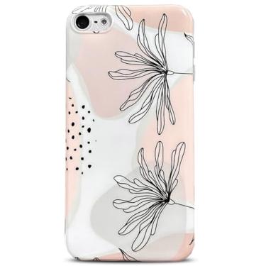 Imagem de J.west Capa para iPod Touch 7, capa para iPod Touch 6 e 5, capa boho macia com padrão floral, capa amortecedora de silicone fina moderna capa geo linha planta flores capa para iPod Touch 5ª 6ª 7ª geração