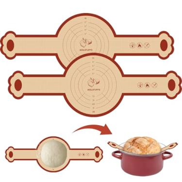 Imagem de Tapete de silicone para pão fermentado para forno holandês, pacote com 2 tapetes antiaderentes e fáceis de limpar, reutilizáveis, fáceis e estáveis de transferir pão de fermento, redondo