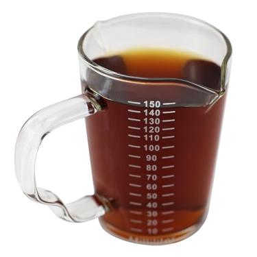 Imagem de EIKS Copo medidor de vidro de 150 ml com bico em forma de V e alça para café expresso, leite, vinho, coquetel, escala fácil de ler