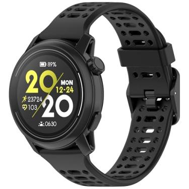 Imagem de hengkang Pulseiras de relógio de 22 mm adequadas para COROS PACE 3 mulheres e homens, pulseiras de substituição de silicone de liberação rápida para smartwatch COROS APEX 46 mm/COROS APEX PRO (preto)