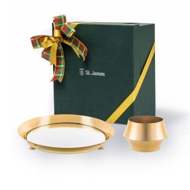 Imagem de Bandeja Redonda Femme Gold24K Pequena e Vaso Femme Gold24K Pequeno - S