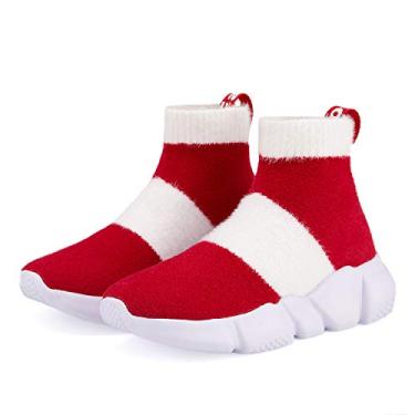 Imagem de Hetios Tênis de corrida para meninas, meias de salto alto, para meninos, tênis atlético, infantil (bebê/criança pequena/criança grande), 055-vermelho, 9.5 Toddler