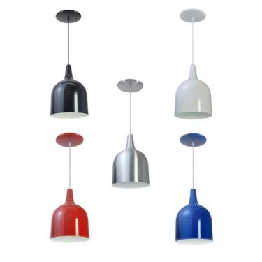 Imagem de Kit 5 Luminária Pendente Gota Com Interior Branco Brilho Com Fiação 11