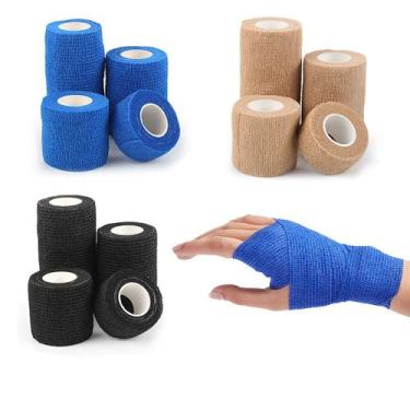 Imagem de Bandagem Elástica Proteção Esportiva Autoadesiva Atadura Imobilização 