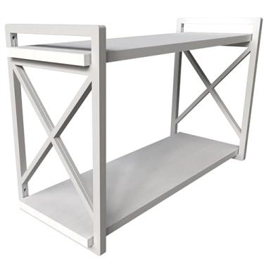 Imagem de Prateleira Estilo Industrial Suspensa 20x60cm com MDF BRANCO Estilo Industrial Funcionalidade Decoração Estante Moderna Cozinha Escritório Sala (BRANCO)
