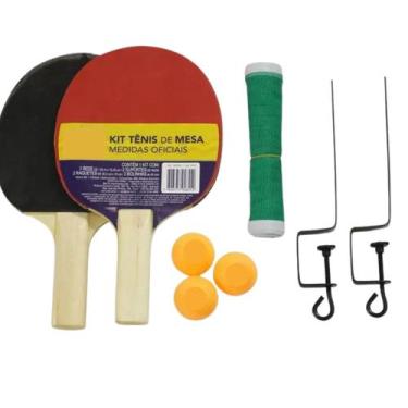 Imagem de Kit Ping Pong / Tênis Mesa 2 Raquetes + 3 Bolinhas + Rede - Elite