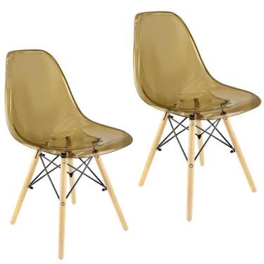 Imagem de Kit 2 Cadeiras Charles Eames Cristal Eiffel Wood Designer Transparente