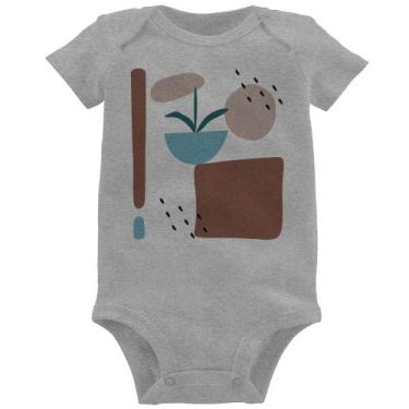 Imagem de Body Bebê Vaso de Planta Minimalista Abstrato - Foca na Moda, Cinza, P