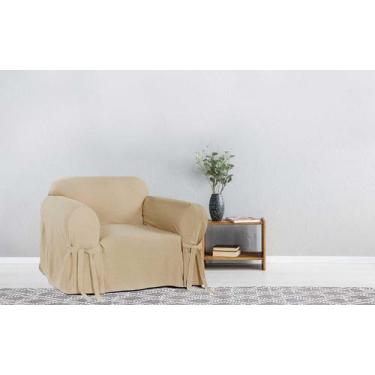 Imagem de Capa Protetor de Sofá 1 Lugar Tecido Gorgurão Resistente Pratica Lisa 