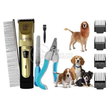 Imagem de Kit Banho Máquina Profissional Tosa Pet Recarregável Bivolt + Lixa + P