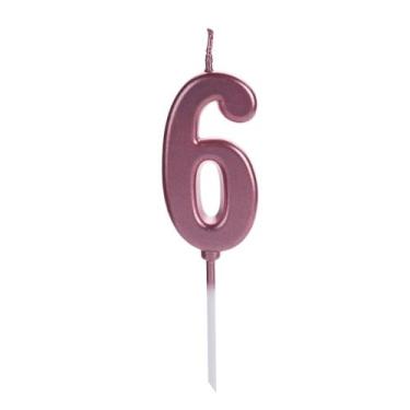 Imagem de Vela Aniversário Pick Rosé Gold Número 6 - 01 unid - Não informado