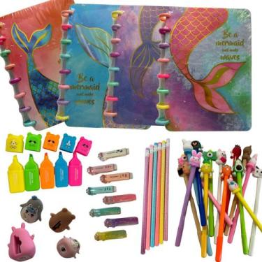 Imagem de Itens Diversos Papelaria Fofa Kawai Tons Neon Pastel - MLBpel, Modelo1